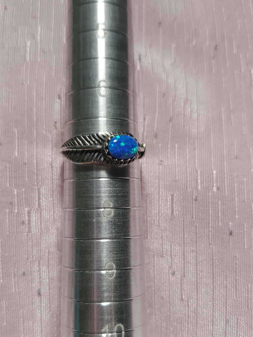Sterling Silver Blue Opal Leaf Ring -Size 7 Unbranded